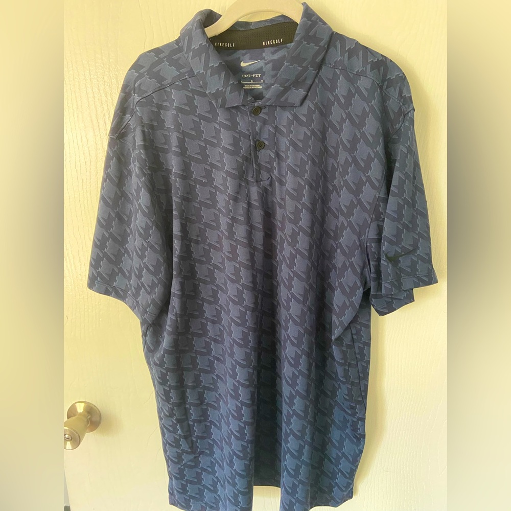 Navy Blue and muted Blue Nike Men’s Golf Polo Large